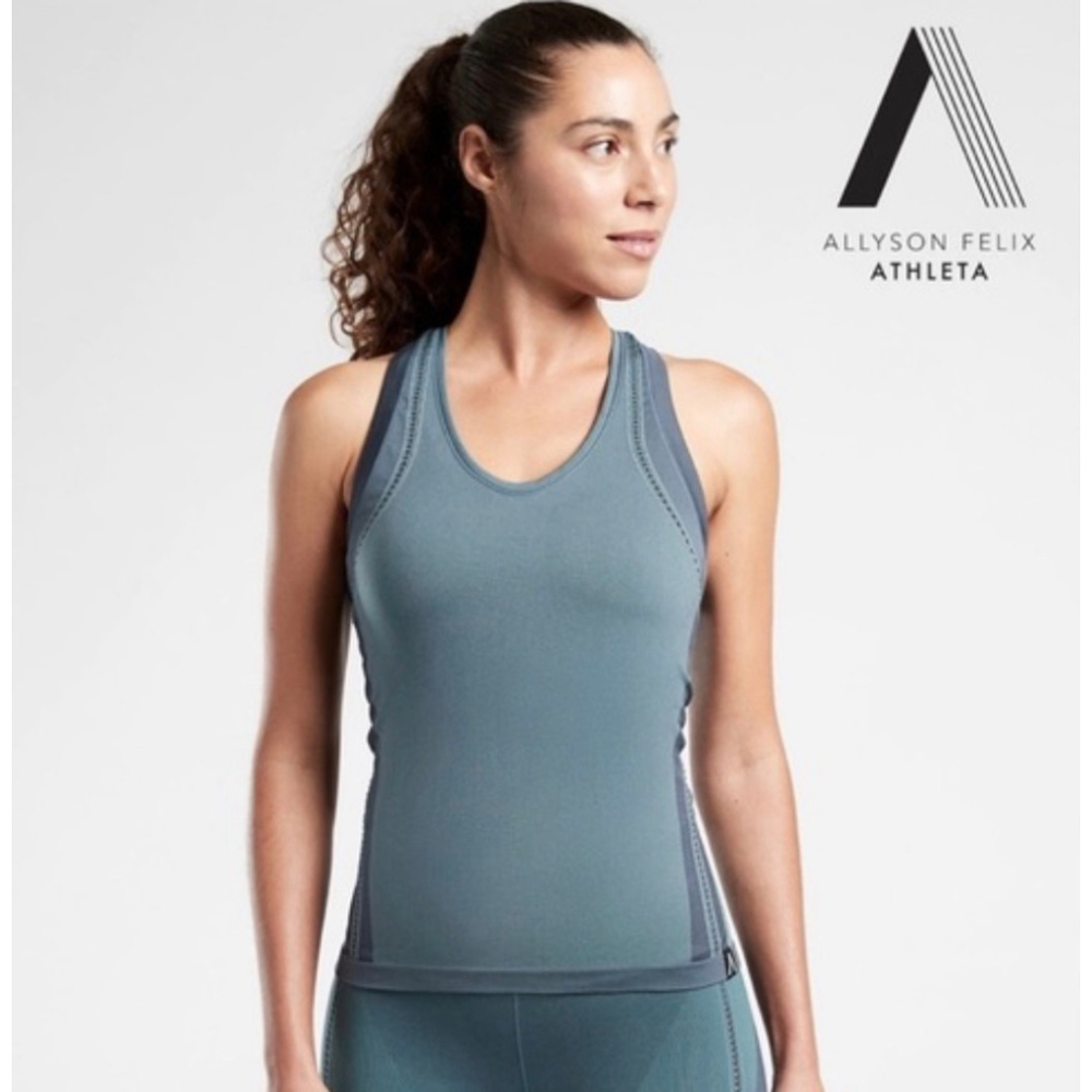 Women's Athleta Allyson Felix Teal Gray Tank Top S